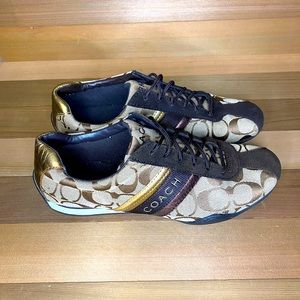 Coach Jayme Tennis Shoe Brown/Gold Woman’s…